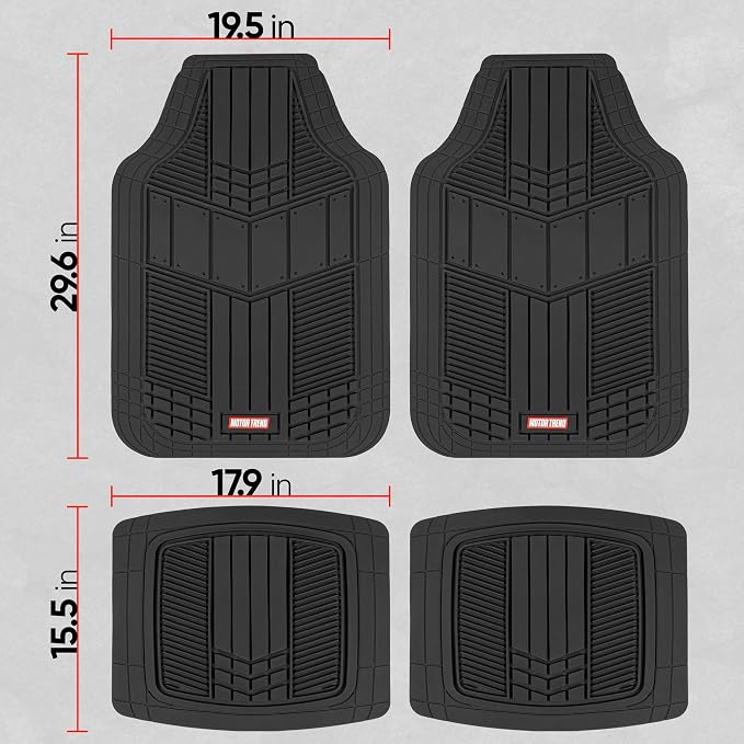 Motor Trend DualFlex Black Floor Mats for Cars & Cargo Mat Full Set - All Weather Front & Rear Rubber Automotive Floor Mats & Cargo Liner for SUV, Car, & Van - Interior Trunk Mat & Floor Cover