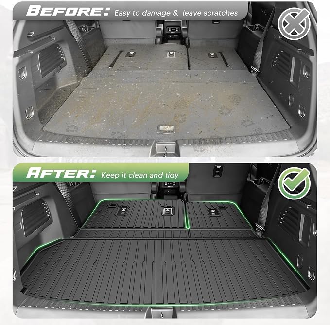 Cartist Cargo Mat & Backrest Mat Fits for Chevy Traverse 2024-2026 & GMC Acadia 2024-2026 & Buick Enclave 2025-2026 (7/8 Seats) All Weather TPE Trunk mat for Traverse/Acadia/Enclave Car Accessories