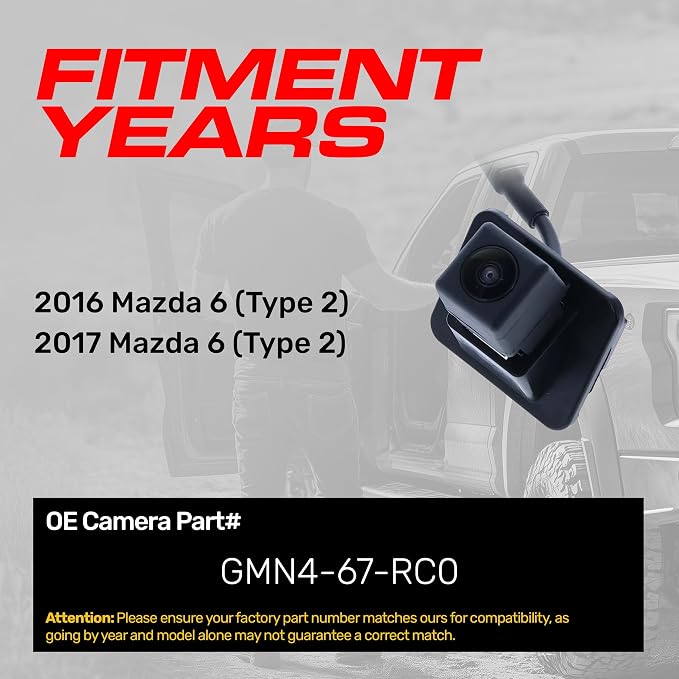 Master Tailgaters Replacement for Mazda 6 Type 2 (2016-2017) Backup Camera OE Part # GMN4-67-RC0