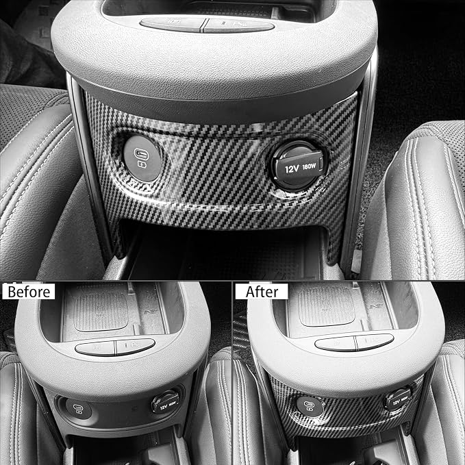 Carbon Fiber Style Car Front USB Charging Port Cover,Charging Port USB Protective Decorative Compatible with Hyundai Ioniq 5 N Accessories