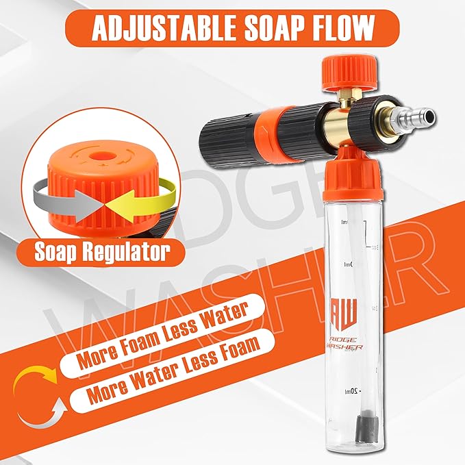 RIDGE WASHER Mini Foam Cannon Gun with Dual Connector, No Dilution Required, Pressure Washer Gun for Foam Blaster, 1/4" Quick Connect, 4000 PSI, 100 ML