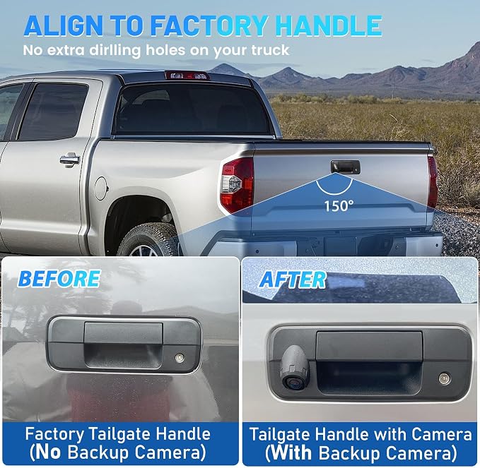 EWAY Tailgate Handle Backup Camera for Toyota Tundra 2007-2013 Rear View Reverse Camera Tailgate Liftgate Latch Handle with Keyhole, Replacement Kit Replaces# 69090-0C040, 690900C040, 81213
