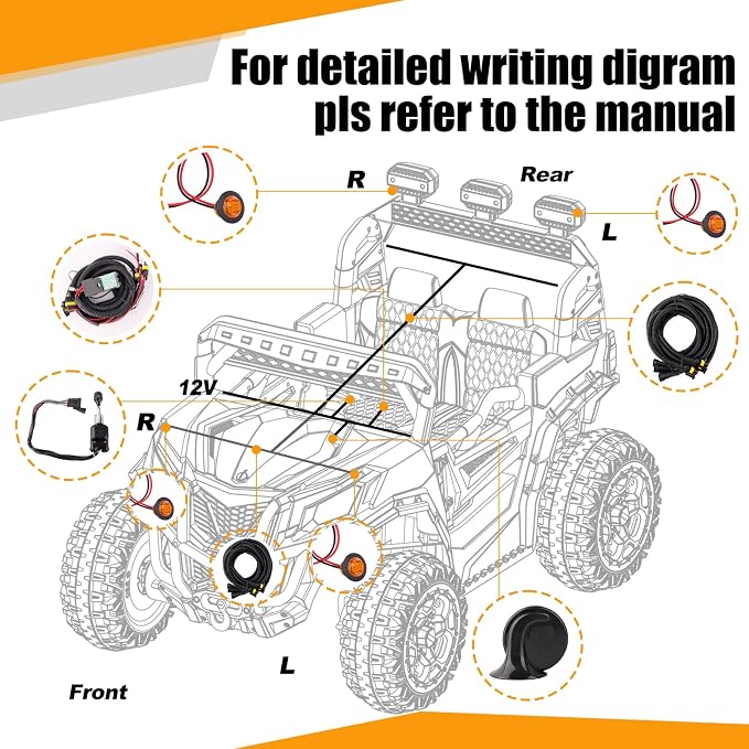 UTV Turn Signal Kit,Plug and Play Street Legal Column Turn Signal Switch, Amber Led Light, Horn Kit compatible with Pioneer, Arctic Cat,Kawasaki, Polaris, Can-Am..