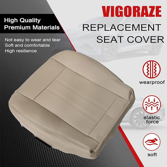 Driver & Passenger Bottom & Top Replacement Leather Seat Cover Tan Color Code ALLL or MLLL Compatible with Chrysler Town & Country 2011 2012 2013 2014 2015 2016