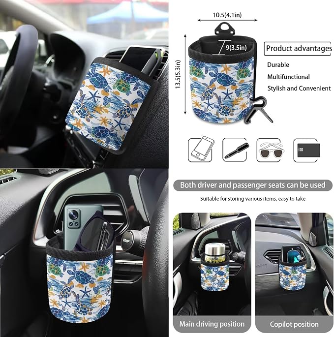 Sea Turtle Print 18Pcs Automotive Seat Covers & Accessories Full Set High Back Bucket Seat Covers for Car Front and Back Seats with Steering Wheel Cover Safety Belt Pads etc