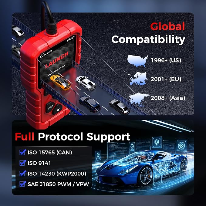LAUNCH CR329 OBD2 Scanner, Car Code Reader for Check Engine Light, Read & Clear Codes, Live Data, Battery Test, Cloud Print Car Scanner, Diagnostic Scan Tools for All OBDII Vehicles After 1996