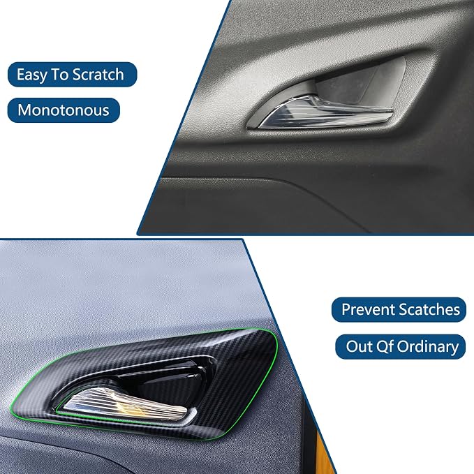 Door Inner Handle Protection Cover Trim Anti Scratch Interior Door Handle Decorative Accessories Kit Imitation Carbon Fiber Pattern ABS Material for Chevrolet Trax 2023 2024 2025 Pack of 4