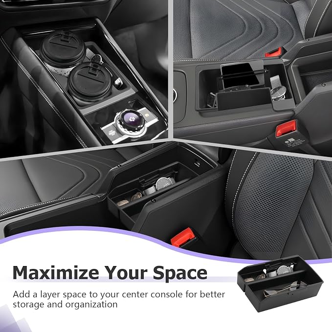 LUWU Center Console Organizer Compatible with 2025 2026 VW T iguan Accessories S/SE/SE R-Line Black/SEL R-Line Armrest Console Organizer & Front Center Console Storage Tray & Cup Holder 3PCS