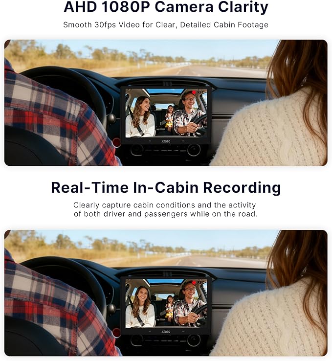 in-Cabin Camera, Rearward-Facing(Front-Cabin-Mounted) with AHD 1080p,30fps,Starlight Night Vision,135° Wide Angle,Loop Recording,Parking Mode,Only Compatible with V10 Series,AC-HN9CBV1