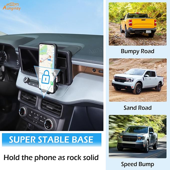 Aunginsy Car Hidden Screen Drawer Organizer with Phone Holder Compatible with Ford Maverick 2022-2024 Center Console Multimedia Display Right Side Panel Storage Box Truck Dash Cubby Insert Accessories