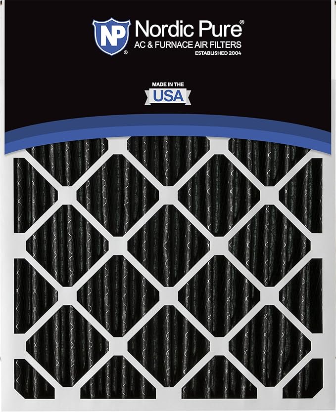 Nordic Pure 14x24x2 (Actual Size: 13 1/2 x 23 1/2 x 1 3/4) Pure Carbon Pleated Odor Reduction MERV 8 Furnace Filters 12 Pack