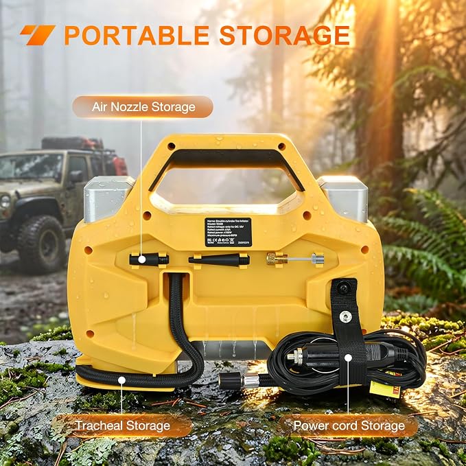 Nilight Portable DC 12V Heavy Duty Tire Inflator Dual Cylinders and Dual Motors Tire Pump 150PSI Air Pumps Auto Shutoff with Screen and LED Light Air Compressor for Pickup Truck ORVs SUVs Cars