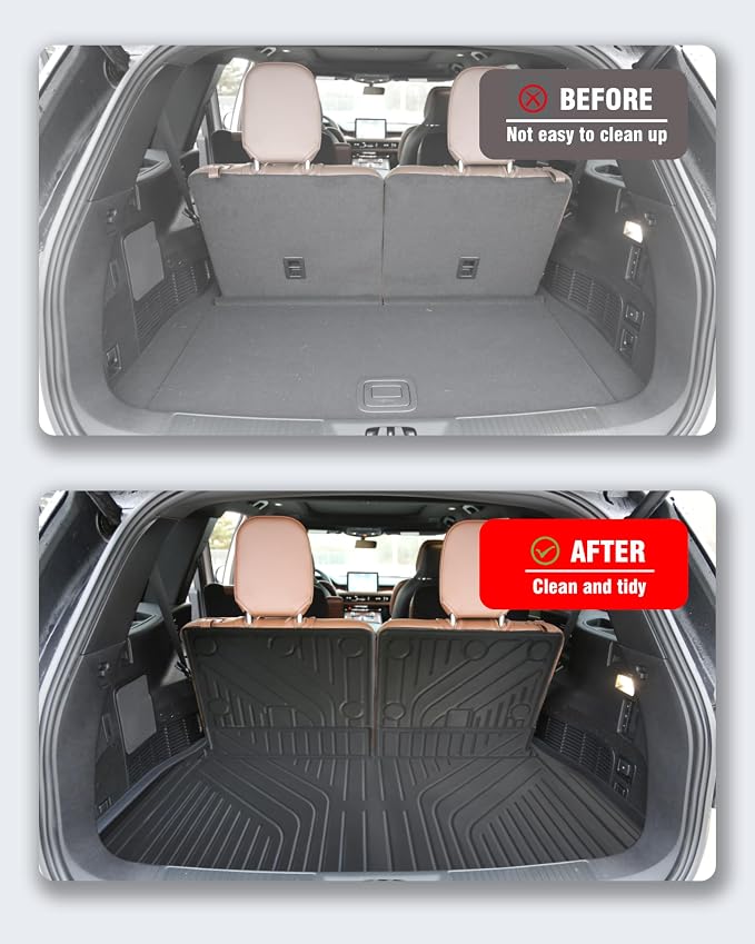Cargo Liners Backrest Mat for Lincoln Aviator Accessories 2020-2025 2026 with Hook&Loop Rear Trunk Mat Rear Seat Back Cover Protector All Weather Anti-Slip Split Dog Liner 3 PCS
