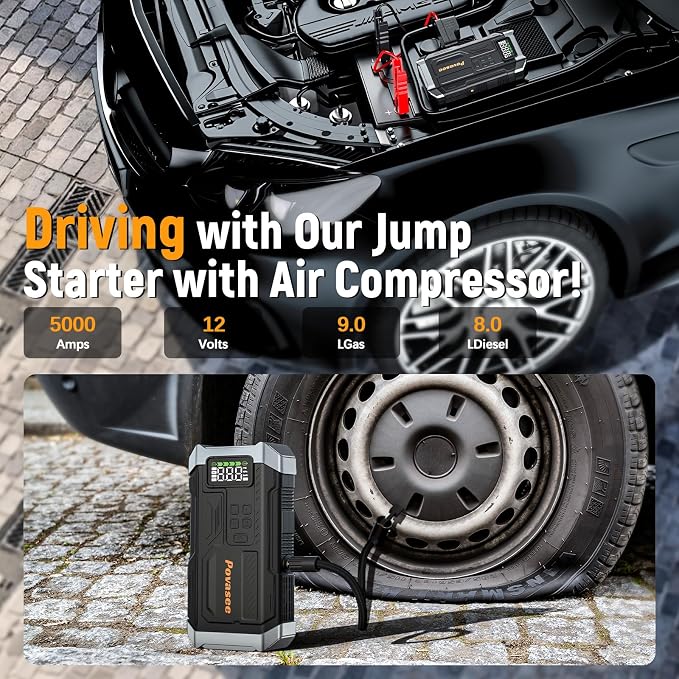 A6 Jump Starter with Air Compressor+A8