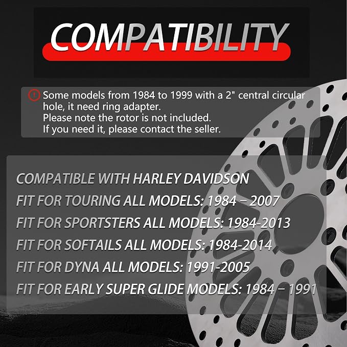 11.5'' Front Rear Brake Dsic Rotor Kit 2PCS Compatible with Harley Sportsters Davidson Softail Dyna Early Super Glide Motorcycle, Update 420 Stainless Steel Rotor Motorcycle Brake Disc