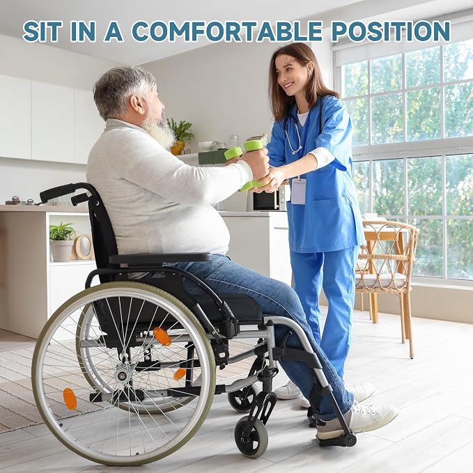 ROYALAY Bariatric Seat Cushion 500 lbs, 24"x18"x4" Extra Large Seat Cushion for Heavy People, High Density Foam Wheelchair & Mobility Scooter Pad with Removable Cover