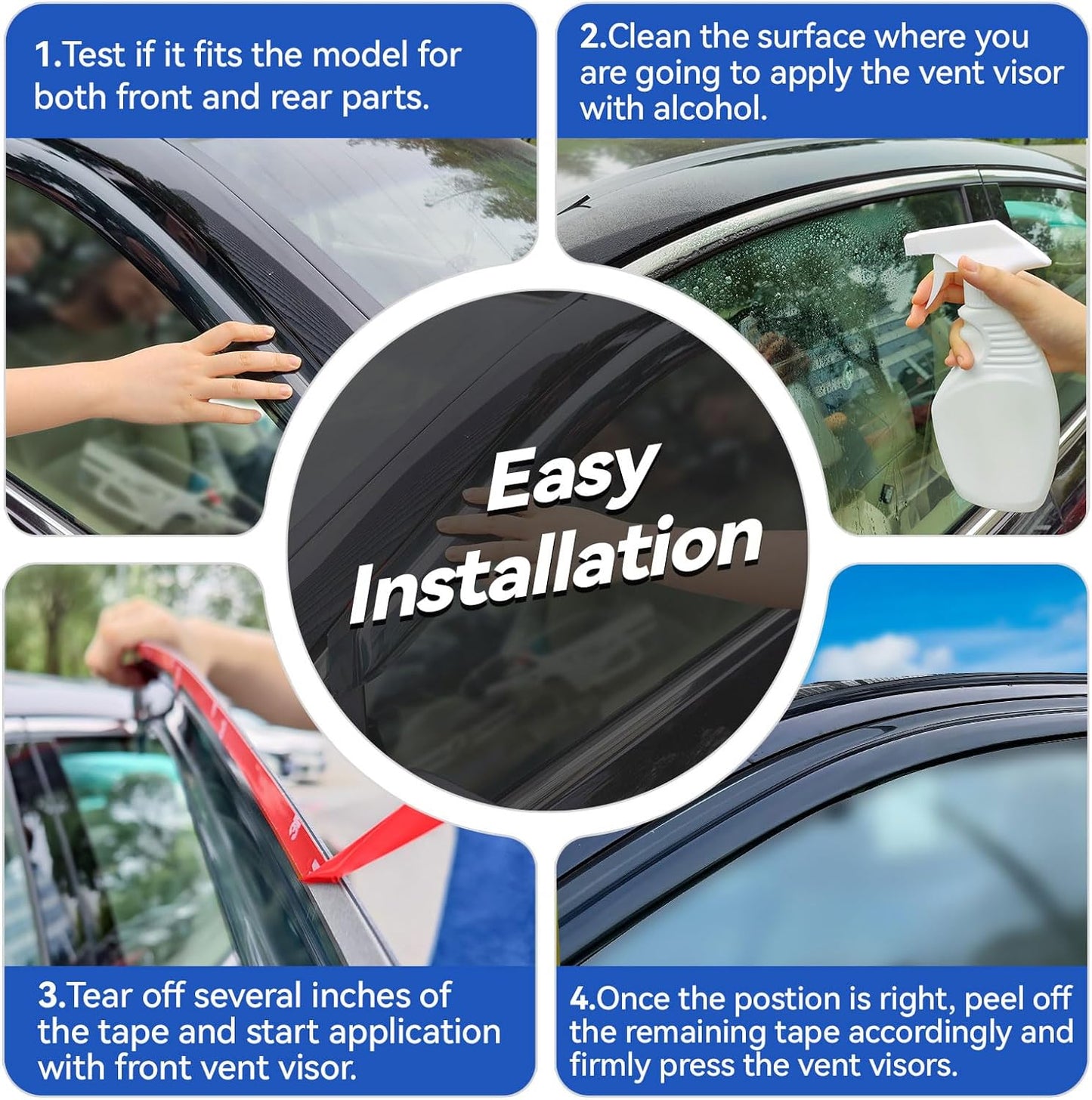 Window Visors Rain Guards Shield for 2007-2013 Acura MDX, Out-Channel Window Vent Wind Deflectors Visors Shades for 07 08 09 10 11 12 13 Acura MDX