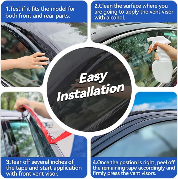 Window Visors Rain Guards for 2000 2001 2002 2003 2004 2005 Ford Excursion, Out-Channel Window Vent Wind Deflectors Visors Shades for 00 01 02 03 04 05 Ford Excursion