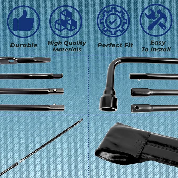 Spare Tire Tool Kit with Spare Tire Jack Handle and Wheel Lug Wrench Compatible with 1999-2019 Silverado Tahoe Avalanche Suburban Sierra Yukon 02-18 Escalade