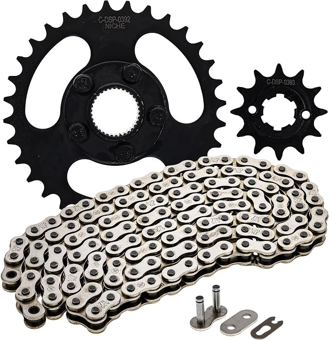 NICHE Drive Sprocket Chain Combo for Polaris RZR 170 Front 12 Rear 32 Tooth 520 Standard 120 Links