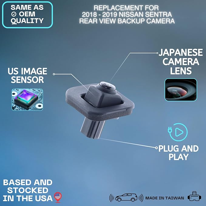 Backup Camera Replaces for 2018-2019 Nissan Sentra OE Part # 284424AF0B, 28442-4AF0B