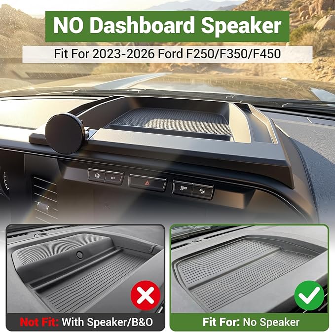 Magnetic Phone Mount Holder for 2023-2026 Ford F250 F350 F450 Super Duty(Without Center Dashboard Speaker) Dash Cell Phone Cradles Adjustable Phone Stand Accessories for 2023+ F250-F450