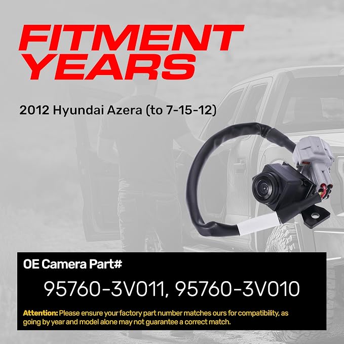 Master Tailgaters Replacement for Hyundai Azera (2012) [to 7-15-12] Backup Camera OE Part # 95760-3V011, 95760-3V010