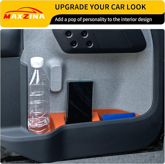 Door Side Storage Tray Bundle with 2022-2025 Maverick Front Center Console Gear Shifter Storage Organizer Tray Silicone Front Armrest Storage 2024 Maverick Accessories (Orange)