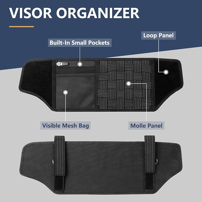 sukemichi Visor Organizer Sun Visor Molle Panel for Jeep JK, Tactical Sun Visor Organizer For 2012-2018 Jeep Wrangler JK JKU Accessories Visor Storage Holder Pouch,2 Pack,Fit Driver and Passenger Side