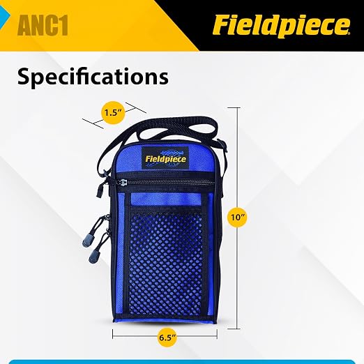 Fieldpiece - ANC1 Deluxe Meter Case - Padded HVAC Meter Case with 4 Pockets, Rugged Nylon Tool Pouch with Zipper and Shoulder Strap - Includes HS30 Series Stick Meters