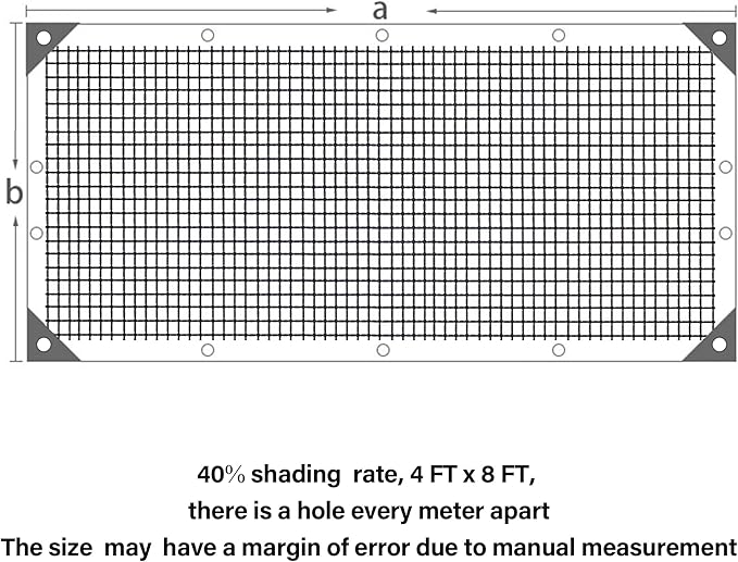 winemana 40% Shade Cloth for Garden- 4x8 FT Breathable Mesh Tarp for Vegetables & Plants, Outdoor Patio Sun Shade with Grommets - Chicken Coop, Dog Kennel Cover