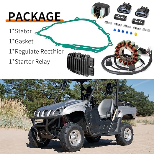Stator & Starter Relay & Rectifier Gasket for Yamaha Rhino 700 YXR700F Viking 700 YXM700 YXC700 2014-2018