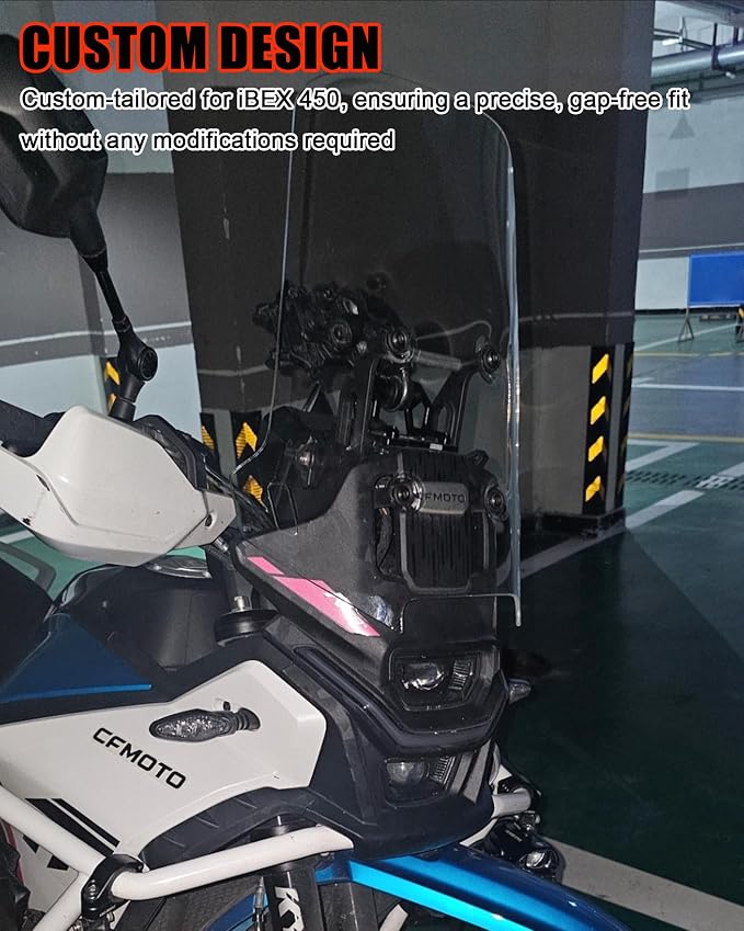 45CM PMMA Higher Windshield Wind Screen Compatible with CFMOTO Ibex 450 2025-2026,4.5MM Thickness,Transparent,CFMOTO Ibex 450 Accessories