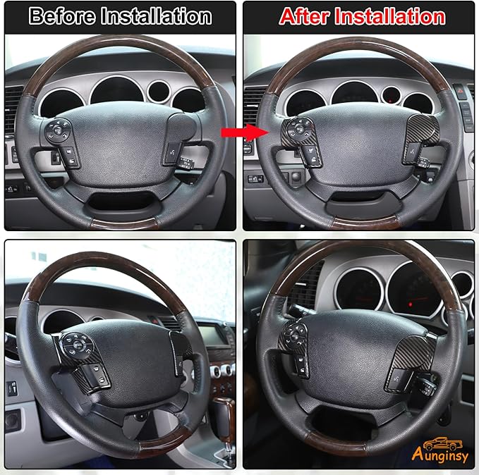 Aunginsy Central Control Steering Button Frame Trim Compatible with Toyota Tundra/Sequoia 2007-2013 Center Console Steering Button Panel Protection Cover Decorative Sticker Interior Accessories