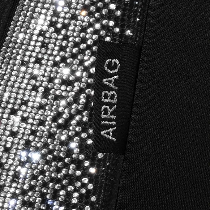 CAR PASS 3D Air Mesh Seat Covers for Cars, Bling Diamond Leather Foam Car Seat Covers for 2 Front Interior Sets, Automotive seat Covers Universal Fit Truck SUV Cute Women Girl, Black Silver Rhinestone