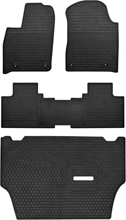 Car Floor Mats Custom Fit for Dodge Durango 2021 2020 2019 2018 2017 2016（Bench Seats） 3 Rows Odorless Washable Heavy Duty Rubber (All Weather) Floor Liners Set Black