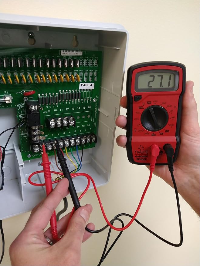 Gardner Bender GDT-3190 Digital Multimeter, 4 Function, 14 Range, Tests AC/DC Voltage, Resistance, and Battery, Manual Ranging, Auto-Off, 1/Each, Red With Black Rubber Boot