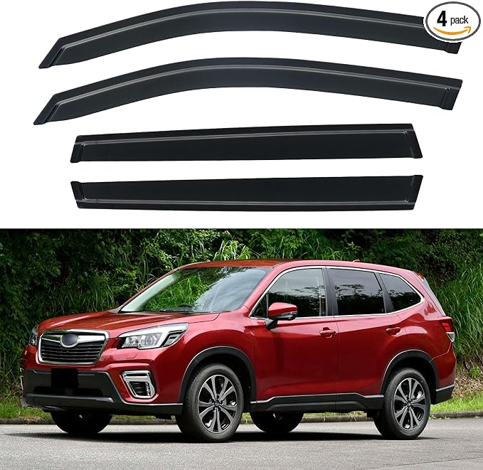 YQAUTEC Window Visors Rain Guards for 2019-2024 Subaru Forester, Out-Channel Window Vent Wind Deflectors Visors Shades for 19 20 21 22 23 24 Forester