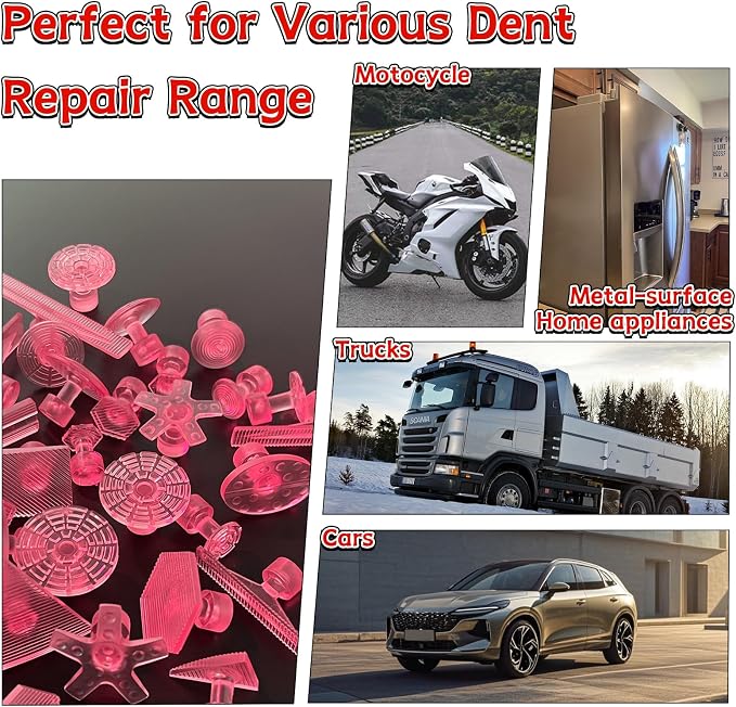Dent Puller Kit for Car Dent Repair with Dent Reflect Line Board, Lightweight Dent Lifter, Rubber Hammer & Trim Removal Tools Set, Paintless Dent Removal for Auto Body Hail Damge Door Dings