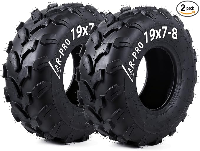 AR-PRO 19x7-8 ATV UTV Tires – 4PR Tubeless All-Terrain Off-Road Tires Compatible with Coleman CT200U, BT200X, Baja Warrior MB165 MB200, Axis M200, Coolster 110cc 125cc Quad Go Kart (2-Pack)