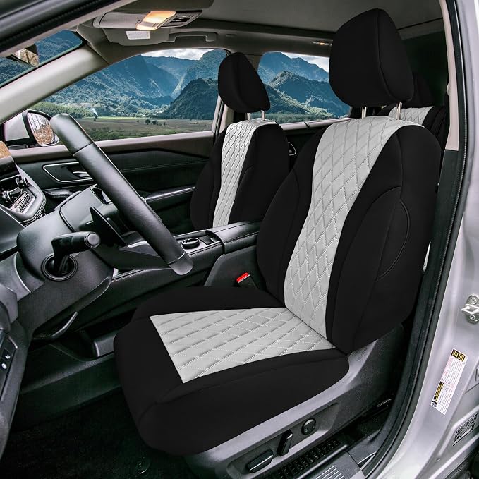 FH Group Custom-Fit Car Seat Covers Specifically Made for 2021-2026 Nissan Rogue, Full Set Gray Ultraflex Neoprene Waterproof Automotive Seat Cover