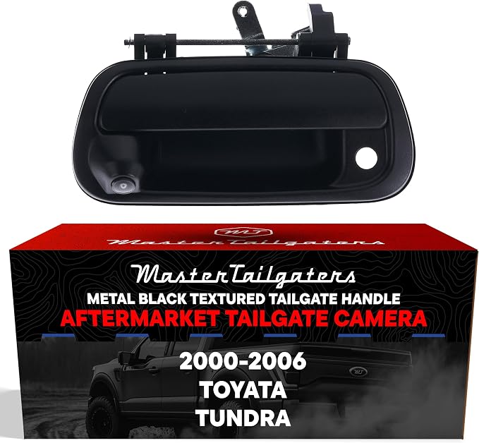 Master Tailgaters Black Metal Tailgate Handle with Backup Camera Replacement for Toyota Tundra (2000-2006) | IP68 Waterproof | Parking Grid Lines Available | Easy to Install