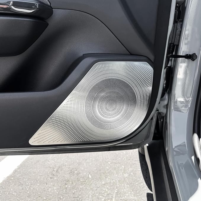 Stainless Steel Chrome Car Interior Door Speaker Cover Trim Speaker Frame Protective Sticker Compatible with Kia K4 2025 2026 Accessories (Silver Style)
