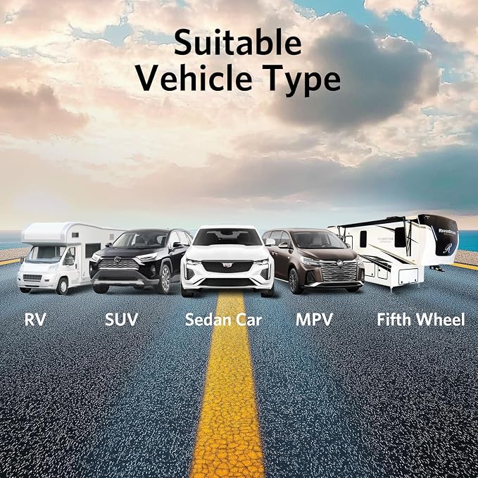 Tymate TM3 RV Tire Pressure Monitoring System, Solar Charge TPMS, 6 Sensors & 5 Alarm Modes, Color Display, W/Repeater for Longer Distance Transmission, 0-144 PSI for RV Trailer Camper Fifth Wheel