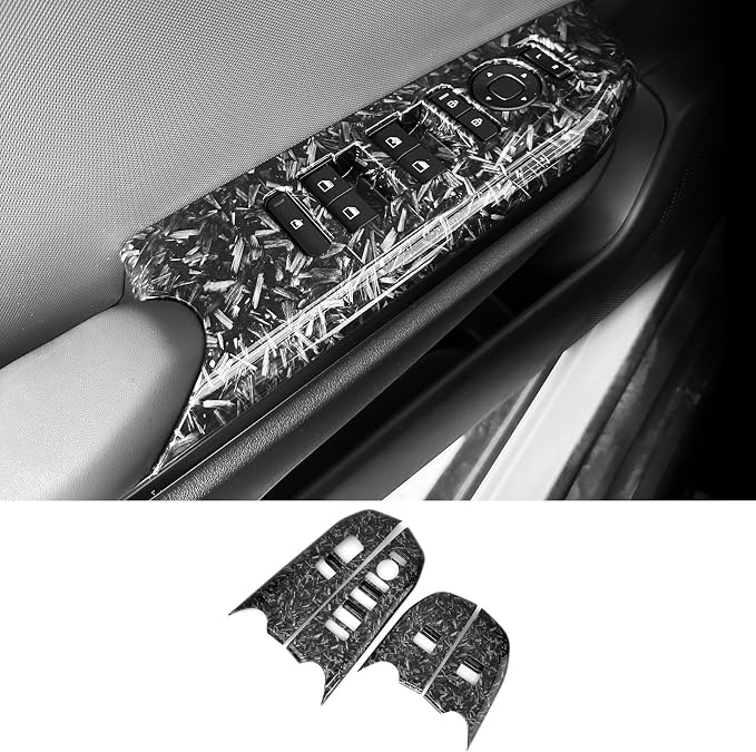Car Interior Window Switch Panel Cover Side Door Glass Lock Control Button Cover Compatible with Kia K4 2025 2026 Accessories (Forged Black Style)