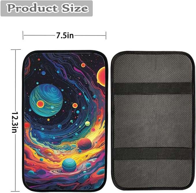 Howilath Psychedelic Space Planet Print Car Seat Covers/Steering Wheel Cover/Seatbelt Pads/Coasters/Keychain/Armrest Cushion, 10pcs Auto Interior Accessories