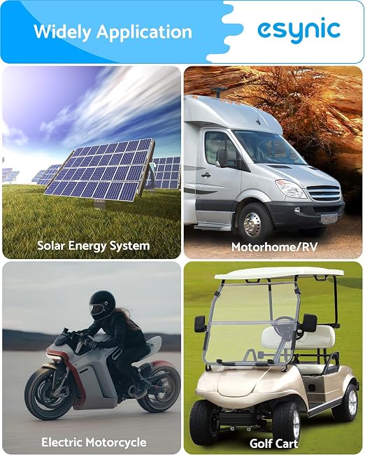 eSynic Professional Battery Monitor with Shunt-Range 10V-120V and up to 500A-2.4" Size Color Backlight LCD Display for Lead Acid/LiFePO4/Lithium-Low Voltage Alarm-Only One Battery Bank-RV/Boat etc