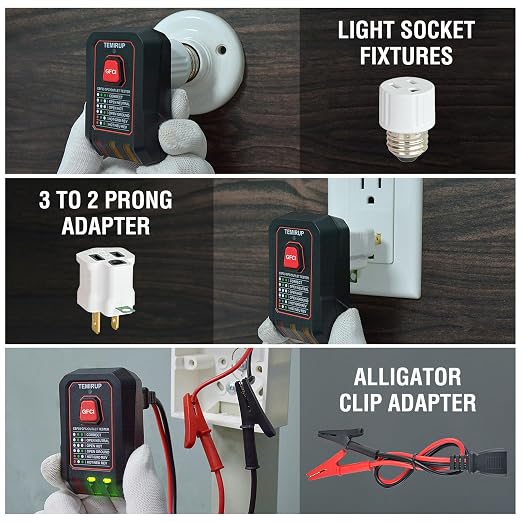 Circuit Breaker Finder Tool Kit with GFCI Outlet Tester, 90-135V Electrical Circuit Tracer Tool with Color LCD, NCV Test & Flashlight, Includes Light Socket Adapter, 3-2 Prong Grounding & Clip Adapter