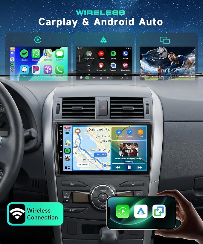 8 Core 6G+128G for Toyota Corolla 2009-2013 Android Car Stereo Carplay Android Auto, Rimoody 9 Inch for Corolla Radio GPS 4G-WiFi Bluetooth 5.0 FM/RDS DSP-36 Mirror Link Backup Camera