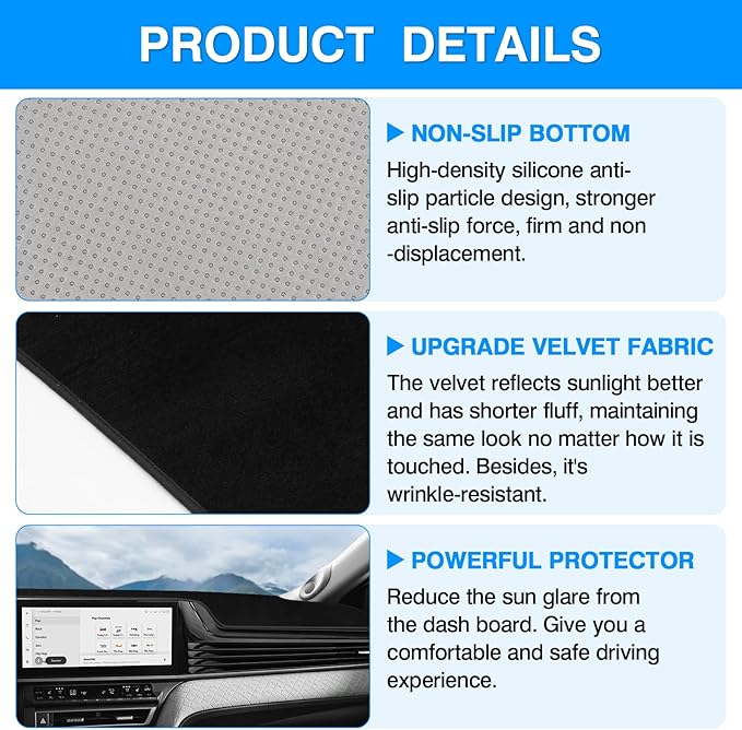 Autorder Dashboard Cover Mat for Toyota Camry 2025 2026 Accessories Dash Cover Upgrade Velvet Dash Mat Sunshade Glare UV Rays Protector(Without HUD)